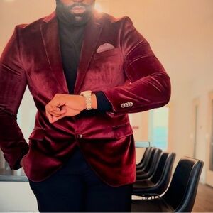 Alfani Rich Burgundy Velvet Blazer